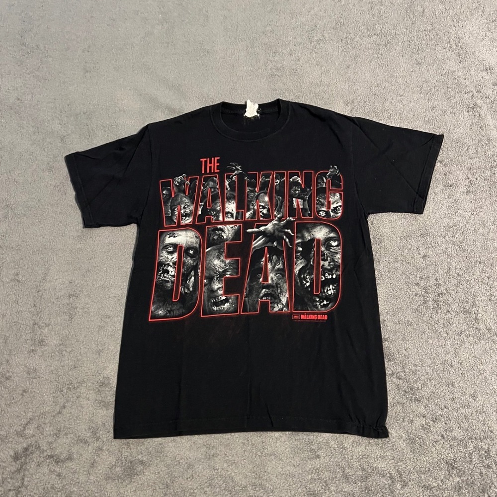 Vintage Y2K AMC The Walking Dead Shirt Mens Medium Black Graphic Grunge Mallgoth